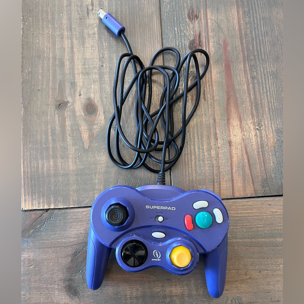 Nintendo GameCube Blue Gamepad Wired Controller SUPERPAD by Interact - Tested